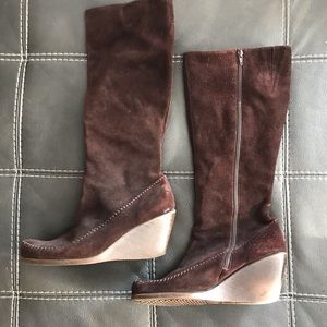 Aerosoles Brown Suede Wedge Boots
